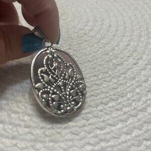 Beautiful AMETHYST with FLOWER CUT-OUT Handmade Sterling 925 Pendant/Chain #287D